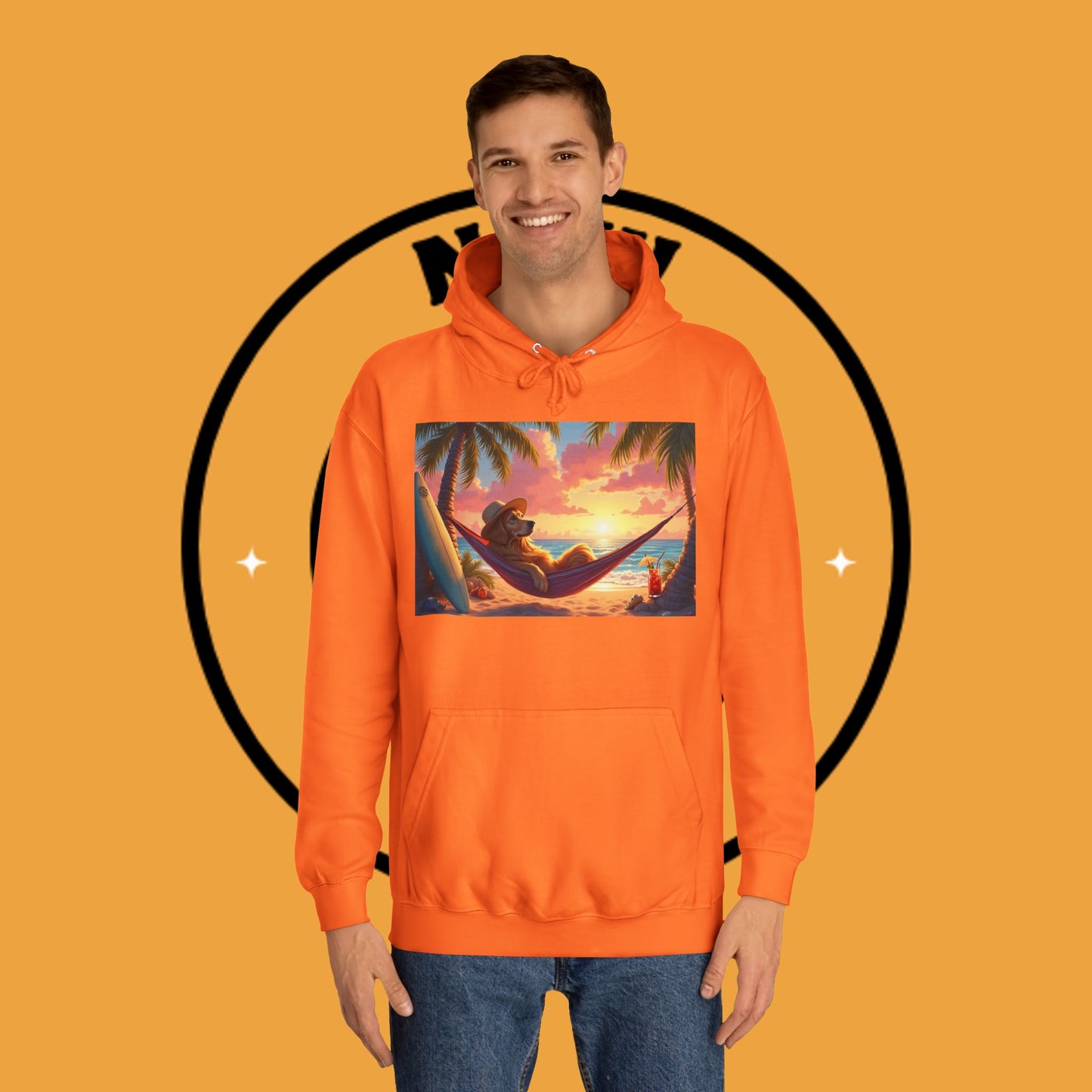 Beachside Bliss Golden Retriever Hammock Hoodie - Unisex Hoodies
