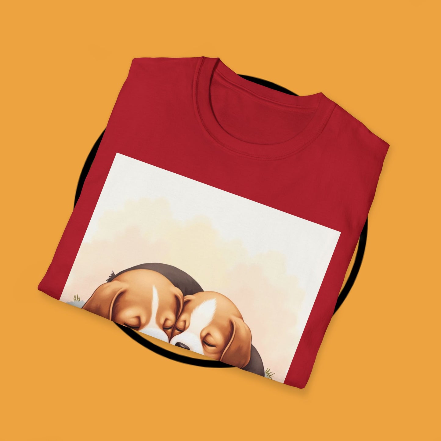 Beagle Twin Puppies Cuddling T-Shirt - Adorable Sleeping Puppies Design | Perfect Gift for Dog Lovers & Siblings