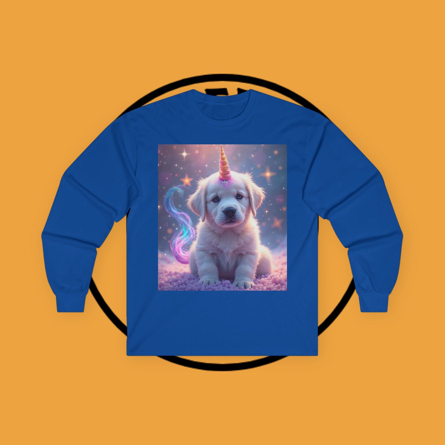 Magical Unicorn Puppy - Cosmic Fantasy Rainbow Horn Puppy Design - Unicorn Puppy with Sparkly Horn and Magic Tail - Long Sleeve T-Shirt for Fantasy Lovers π¦β¨