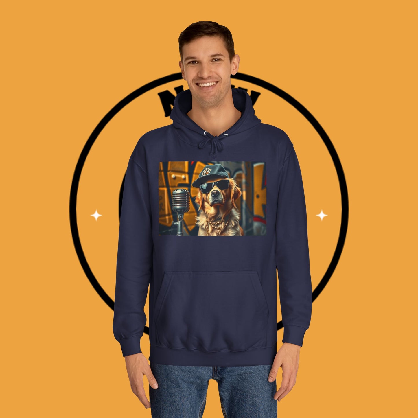 Hip Hop Hound - Cool Dog Rapper with Microphone - Rapper Dog Hoodie: Street Style Icon with Retro Vibes - Unisex Hoodie