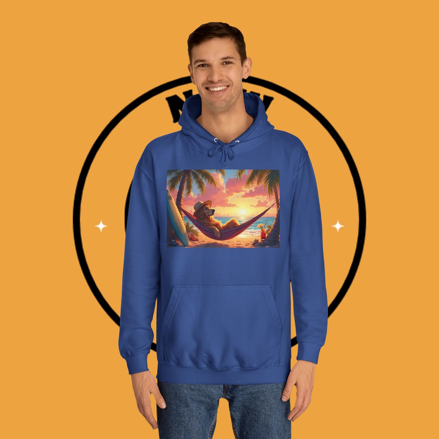 Beachside Bliss Golden Retriever Hammock Hoodie - Unisex Hoodies