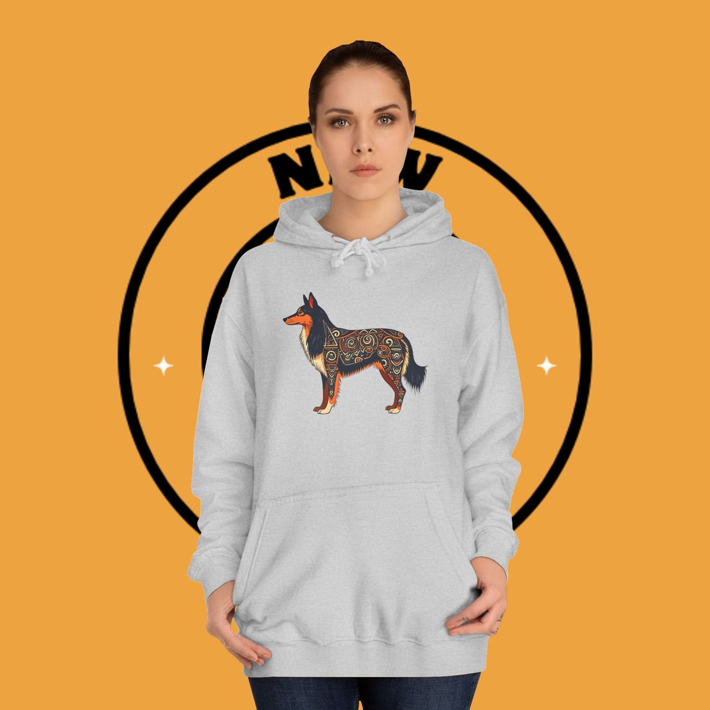 "Tribal Border Collie Mandala Hoodie - Sacred Geometry Dog Art Sweatshirt | Spiritual Celtic Design"