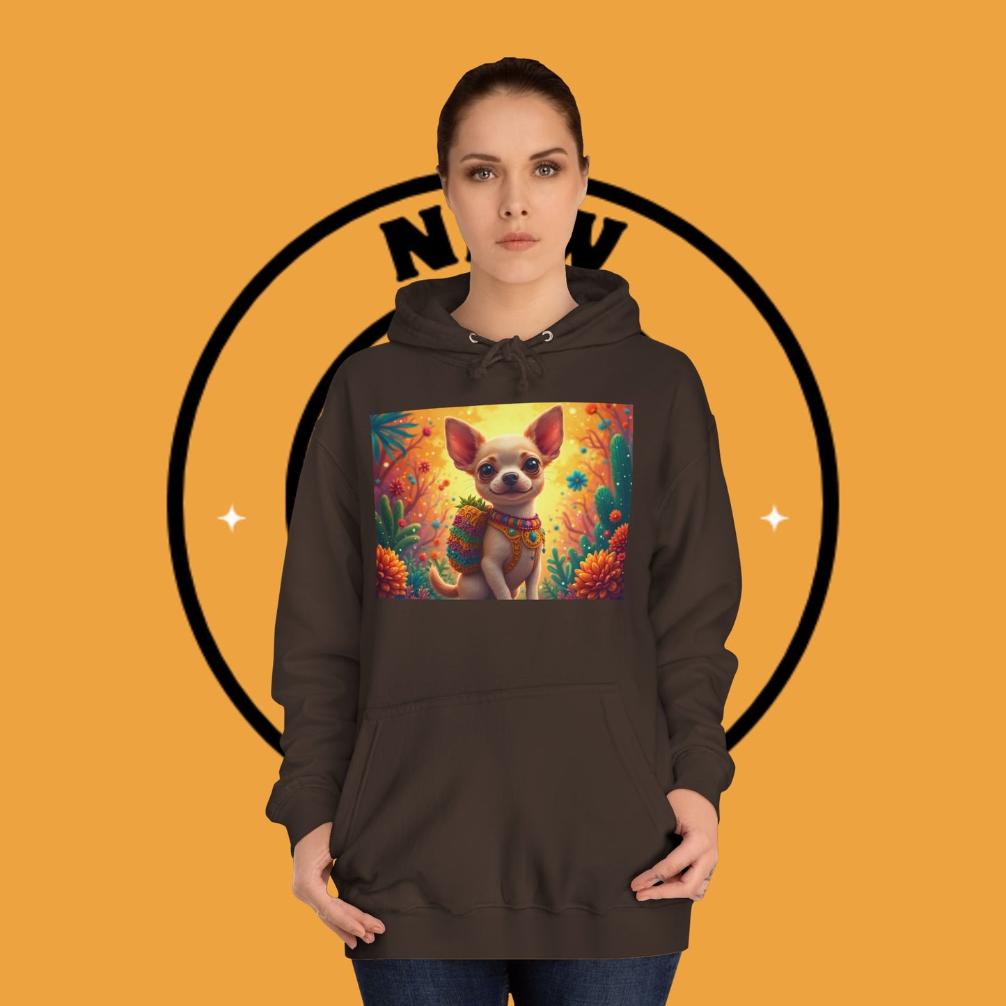 "Mexican Fiesta Chihuahua Hoodie | Day of Dead Dog Art | Colorful Desert Cactus Design | Cinco de Mayo Gift"