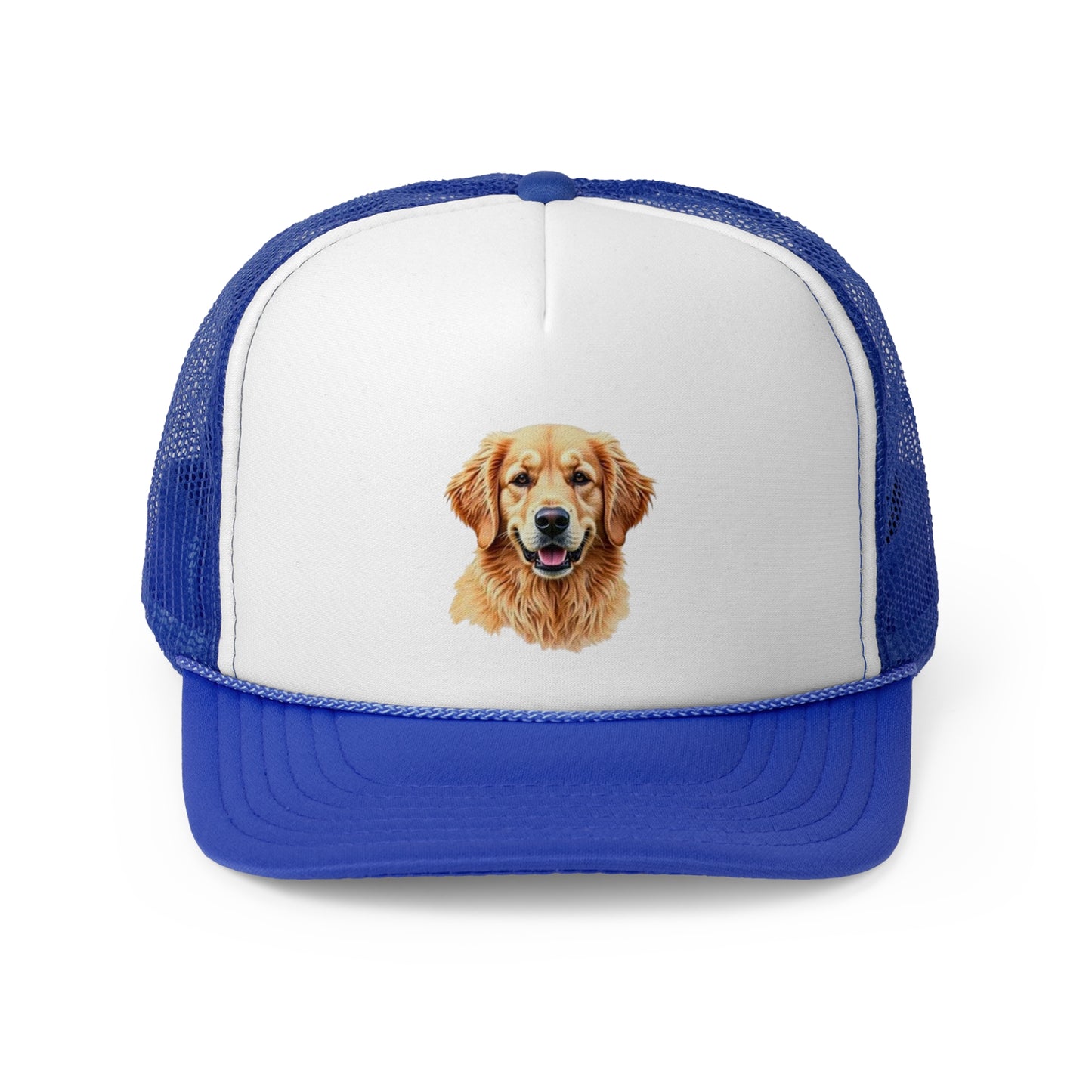 Golden Retriever Portrait Trucker Hat - Happy Dog Watercolor Art Style Cap - Perfect for Pet Lovers