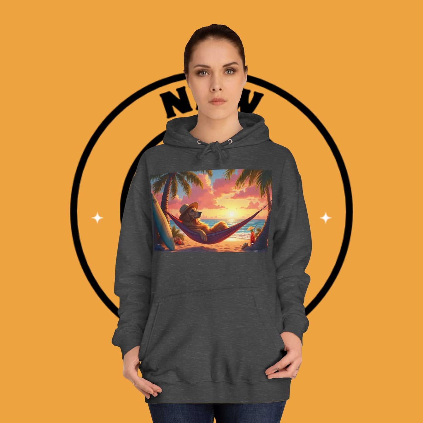 Beachside Bliss Golden Retriever Hammock Hoodie - Unisex Hoodies