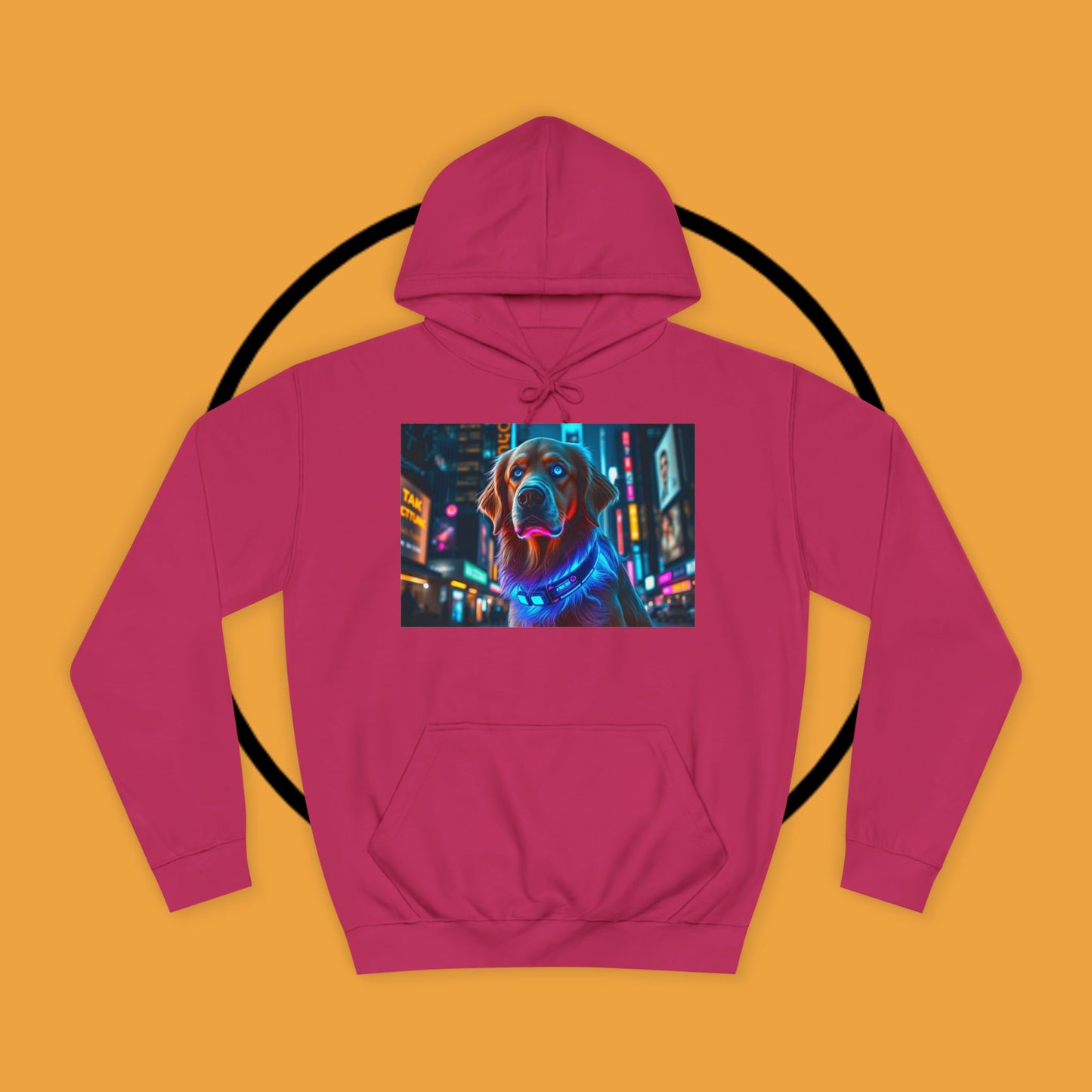Neon City Lights – Futuristic Urban Dog Hoodie - Unisex Hoodies