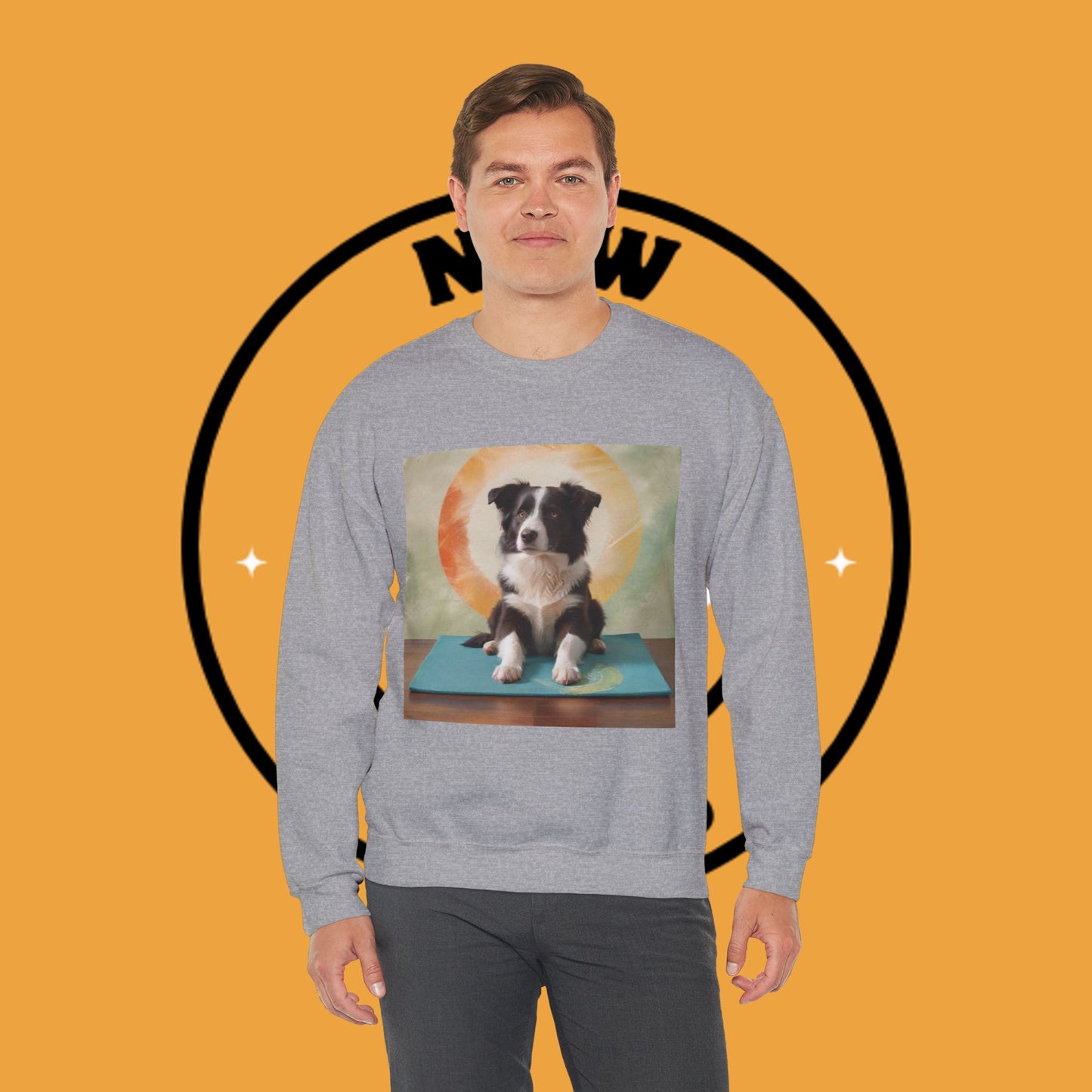 Zen Border Collie Yoga Dog Crewneck Sweatshirt - Meditation Pet Lover Gift | Spiritual Animal Art