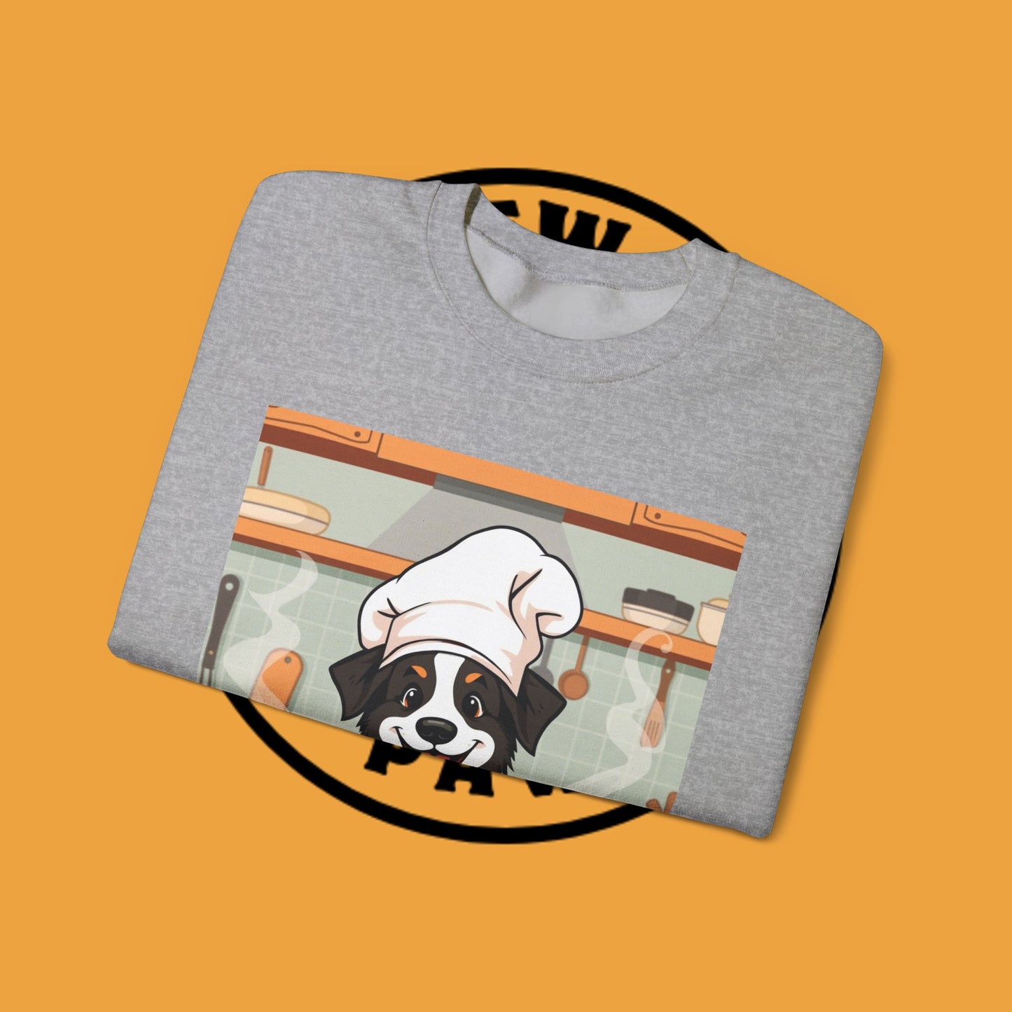 Chef Dog Crewneck Sweatshirt - Cute Puppy Cook with Chef Hat Kitchen Design | Culinary Lover Gift