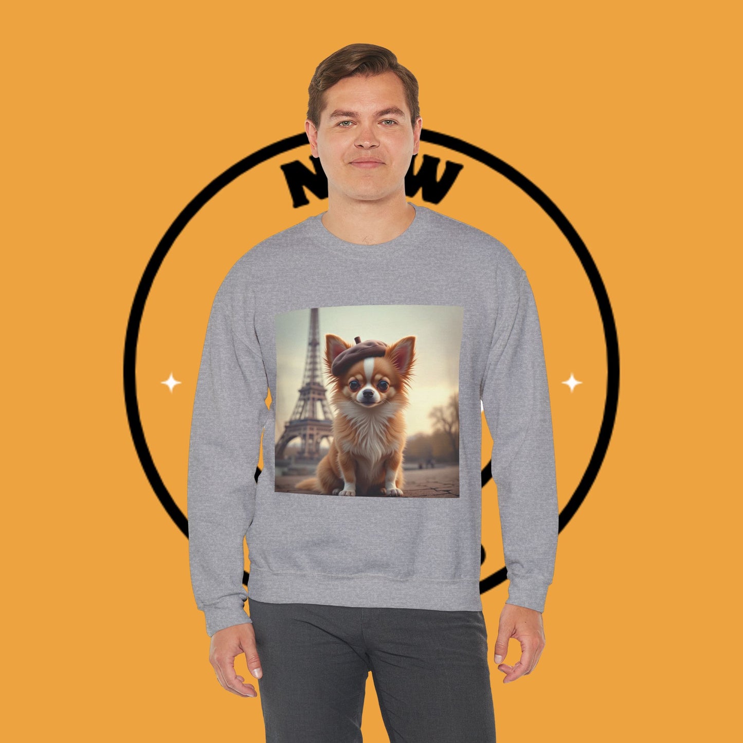 Parisian Chihuahua Beret Sweatshirt | French Dog Eiffel Tower Design | Travel Lover Gift