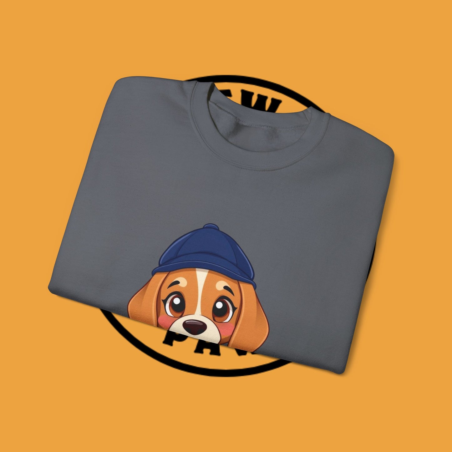 Beagle Puppy Crewneck Sweatshirt with Hat - Adorable Kawaii Dog Design