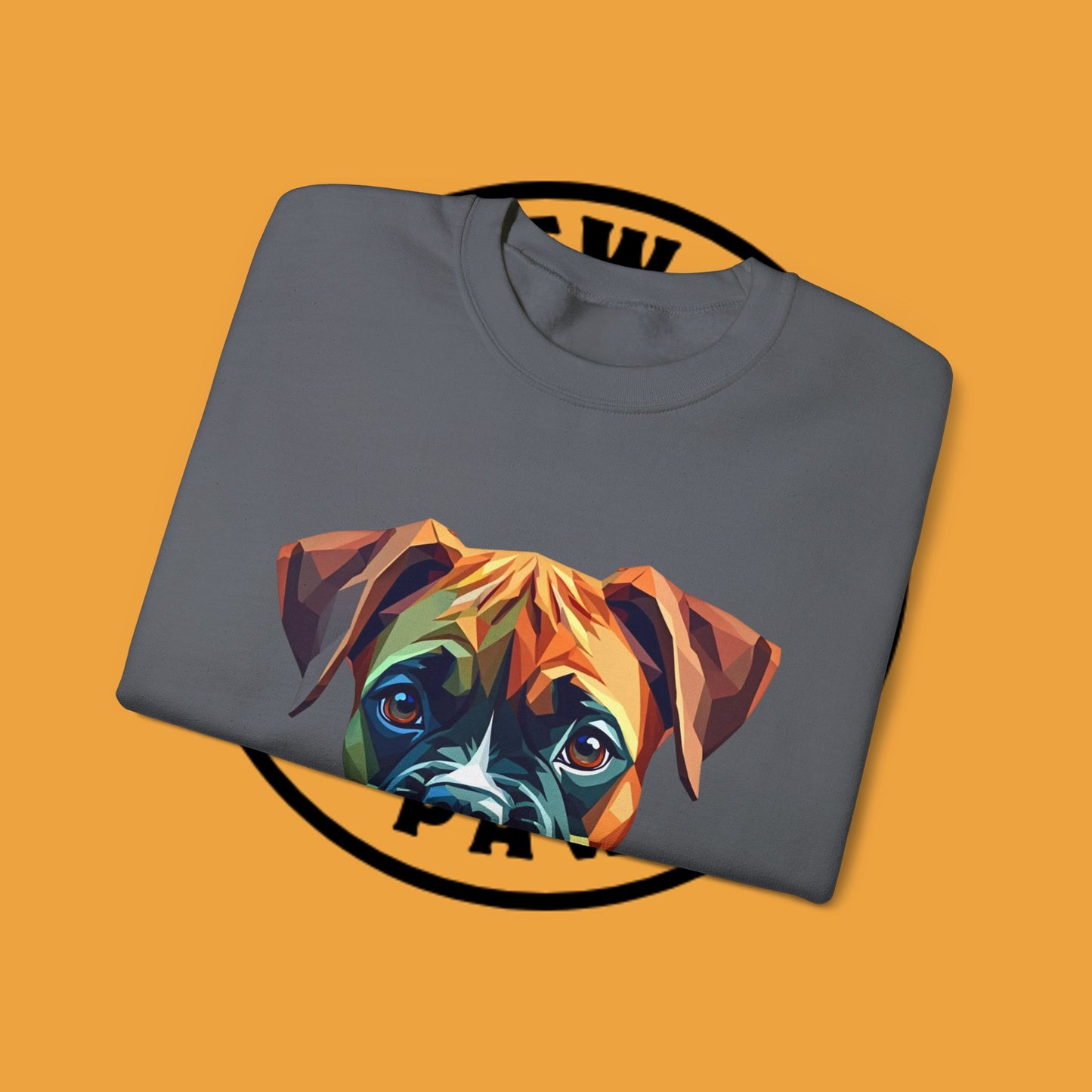 Geometric Boxer Dog Crewneck Sweatshirt - Polygon Art Pet Portrait - Modern Design Lover Gift