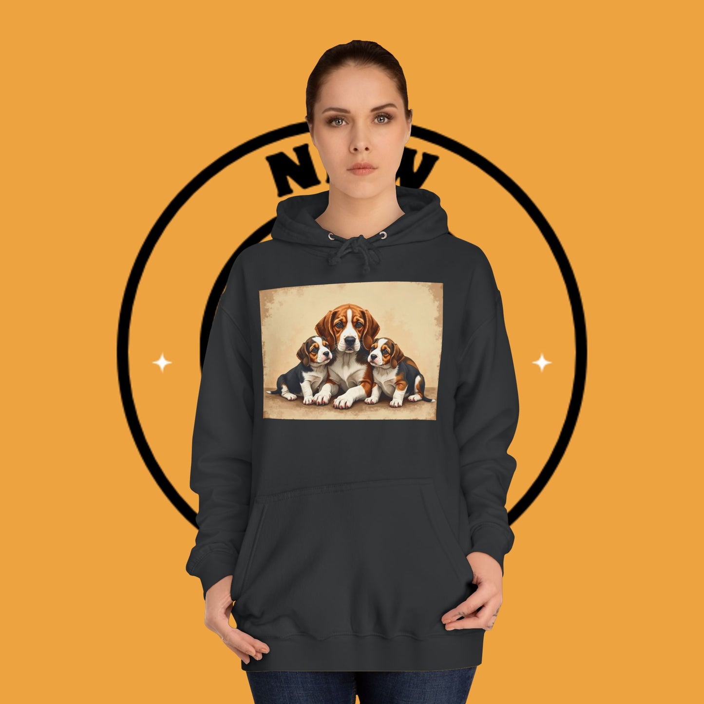 π¨βπ©βπ§βπ¦ Beagle Family Portrait Hoodie - Love Multiplied by Three! πΎ - Unisex Hoodie