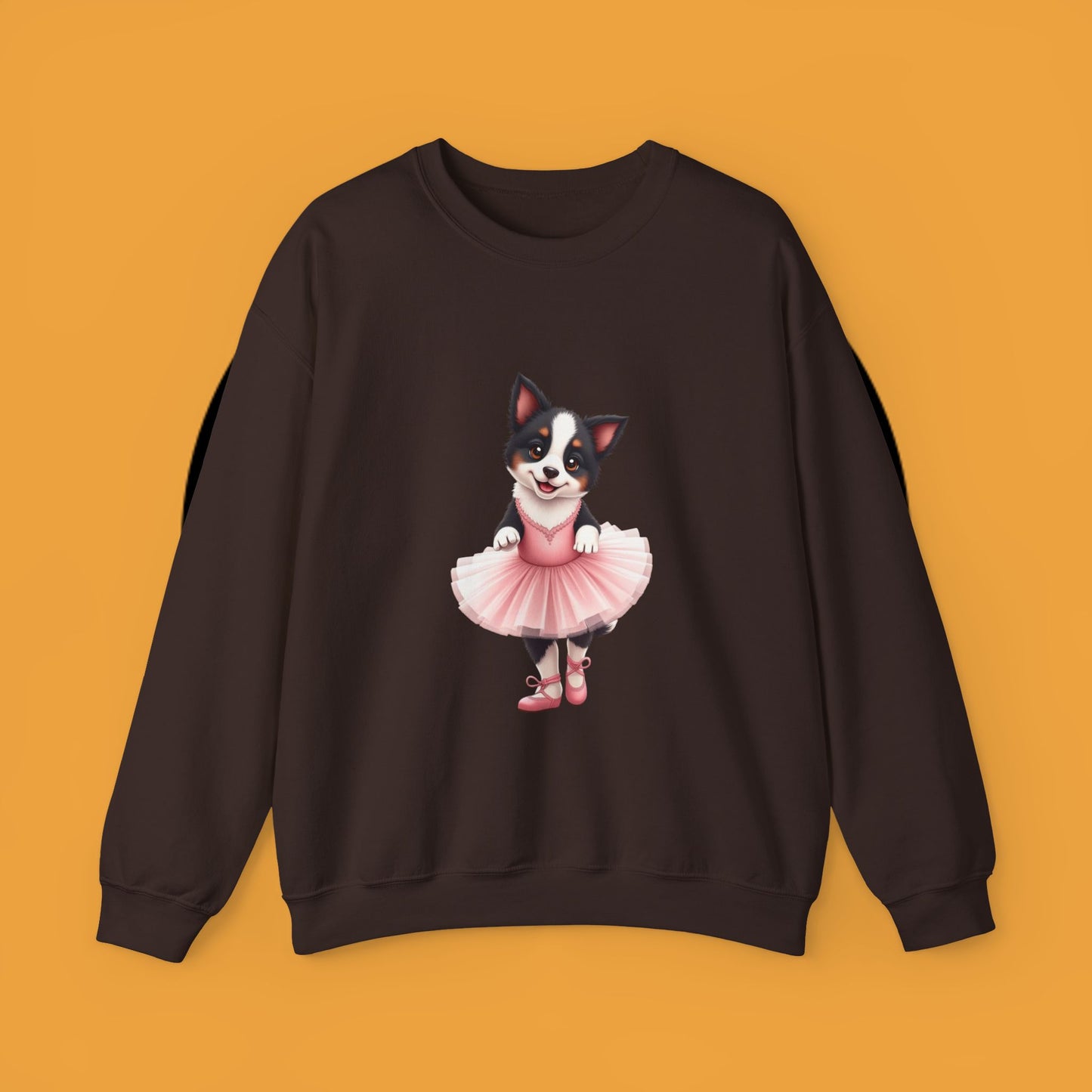 Cute Ballet Dog Crewneck Sweatshirt - Dancing Puppy in Pink Tutu Design | Kawaii Animal Lover Gift