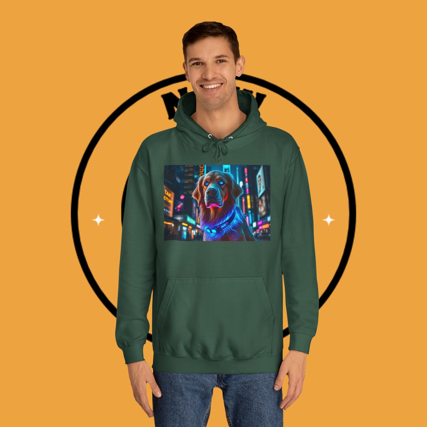 Neon City Lights – Futuristic Urban Dog Hoodie - Unisex Hoodies