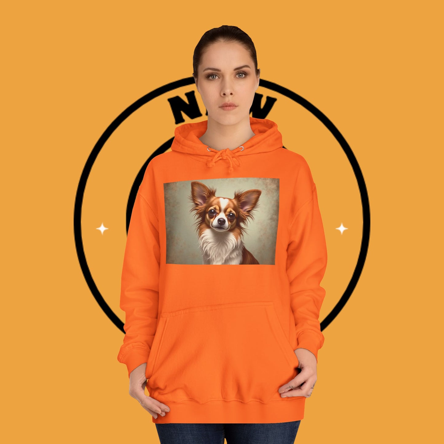 "Long Haired Chihuahua Portrait Hoodie | Elegant Pet Art | Classic Dog Painting Style | Beautiful Chihuahua Gift"