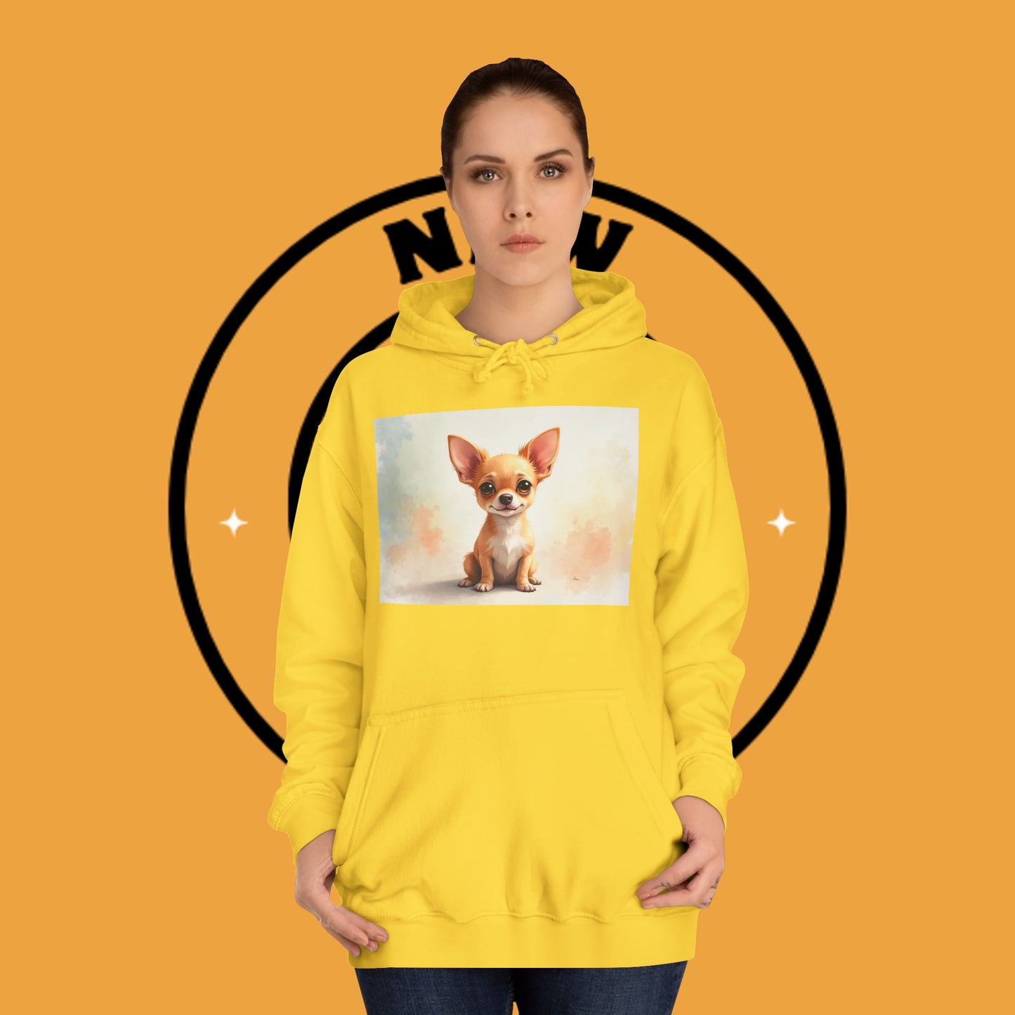 Watercolor Chihuahua Puppy Hoodie - Artistic Dog Portrait Sweatshirt