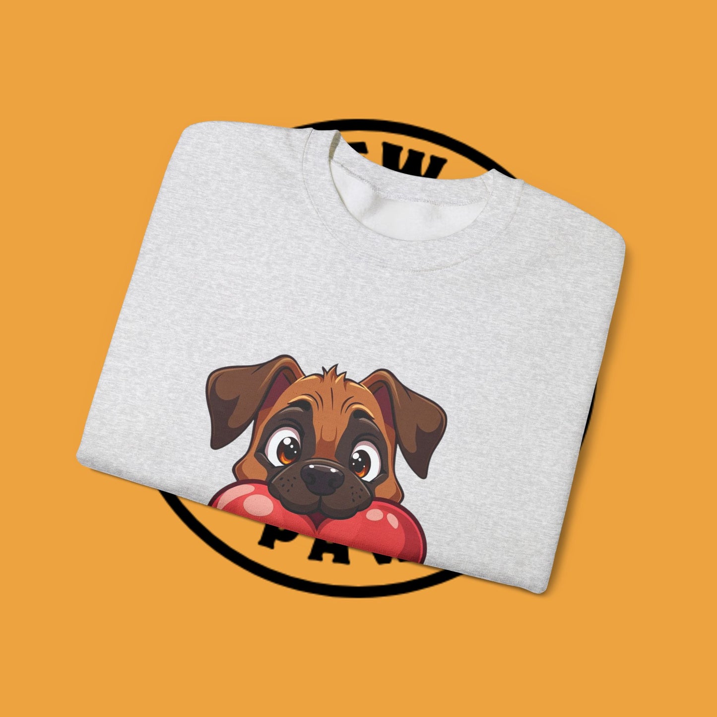 Adorable Puppy Love Heart Crewneck Sweatshirt - Perfect Gift for Dog Lovers