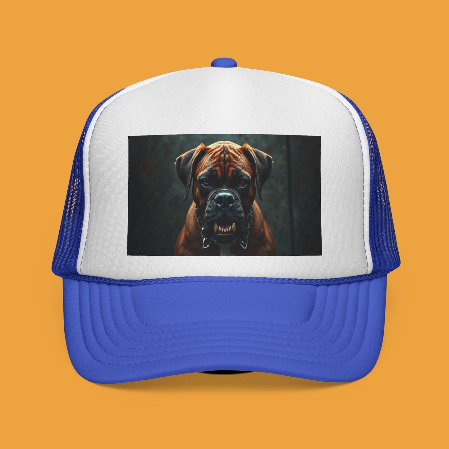 "Alpha Boxer Dog Trucker Cap - Fierce Guardian Design | Realistic Portrait Snapback Hat | Protective Breed Baseball Cap"