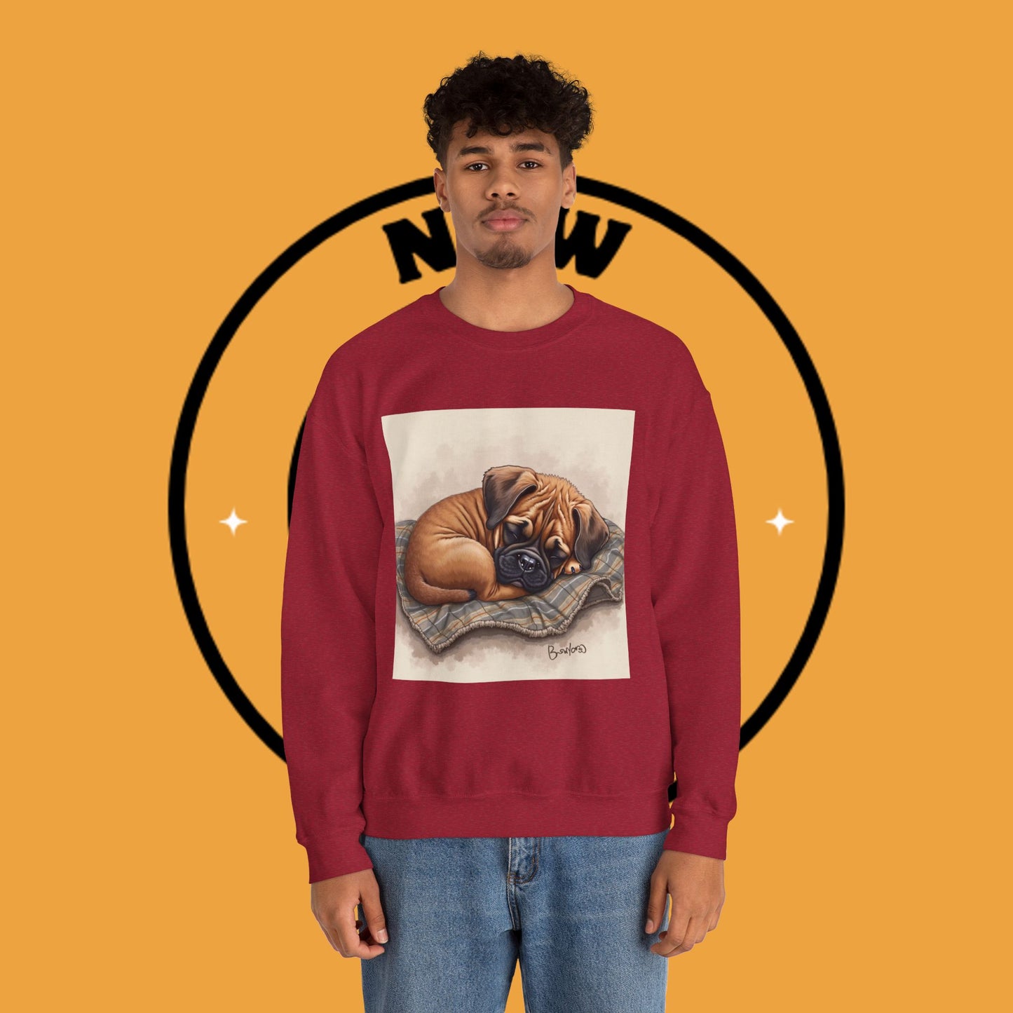 Sleeping Boxer Puppy Crewneck Sweatshirt - Cozy Dog Art Design - Comfort Wear for Pet Lovers