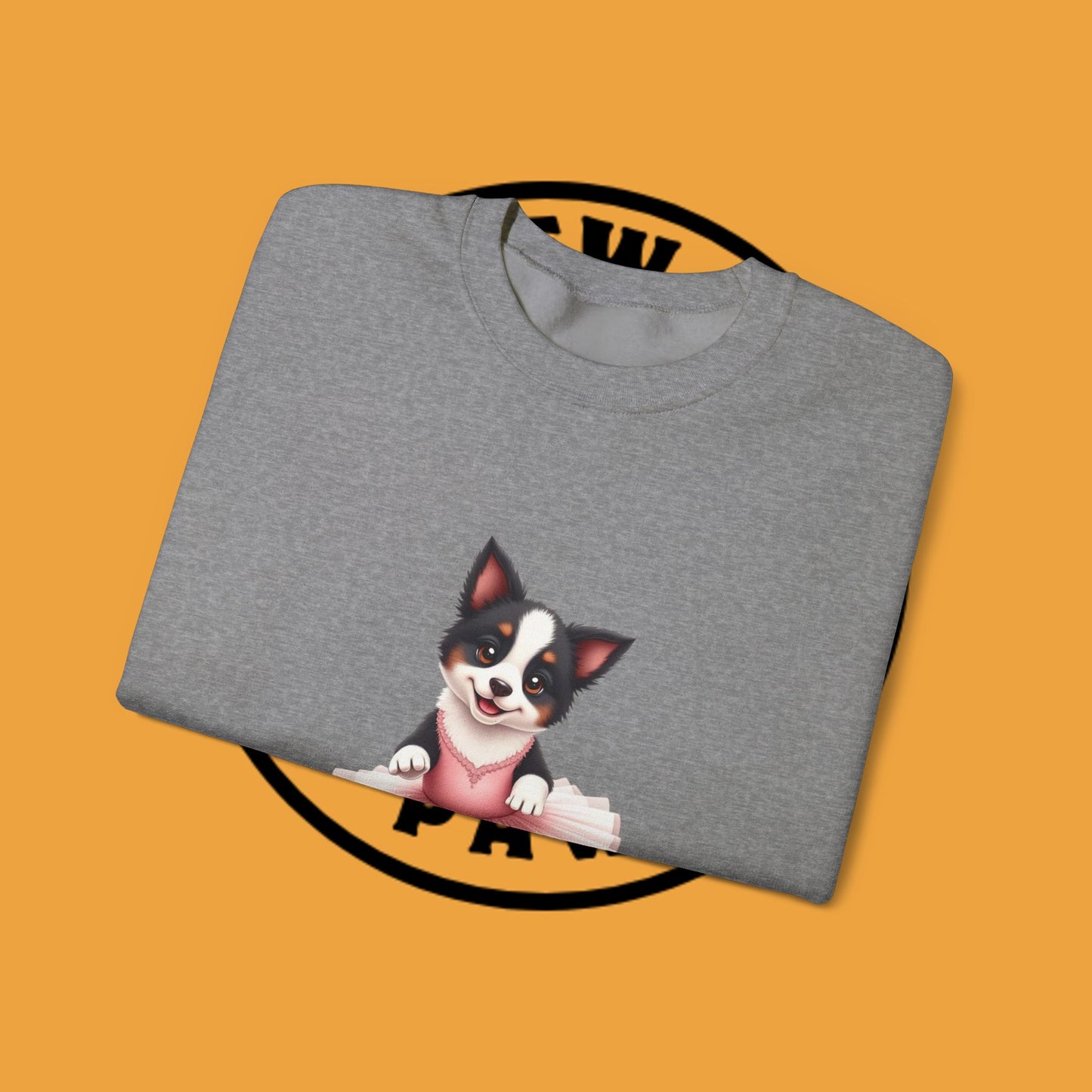 Cute Ballet Dog Crewneck Sweatshirt - Dancing Puppy in Pink Tutu Design | Kawaii Animal Lover Gift
