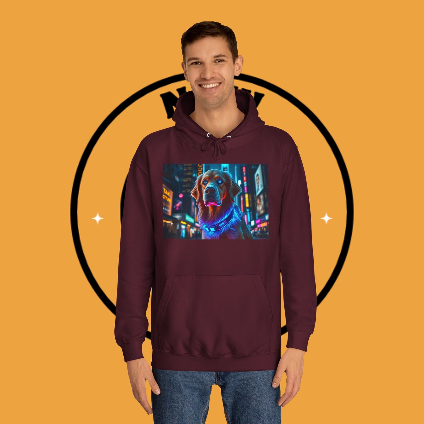 Neon City Lights – Futuristic Urban Dog Hoodie - Unisex Hoodies