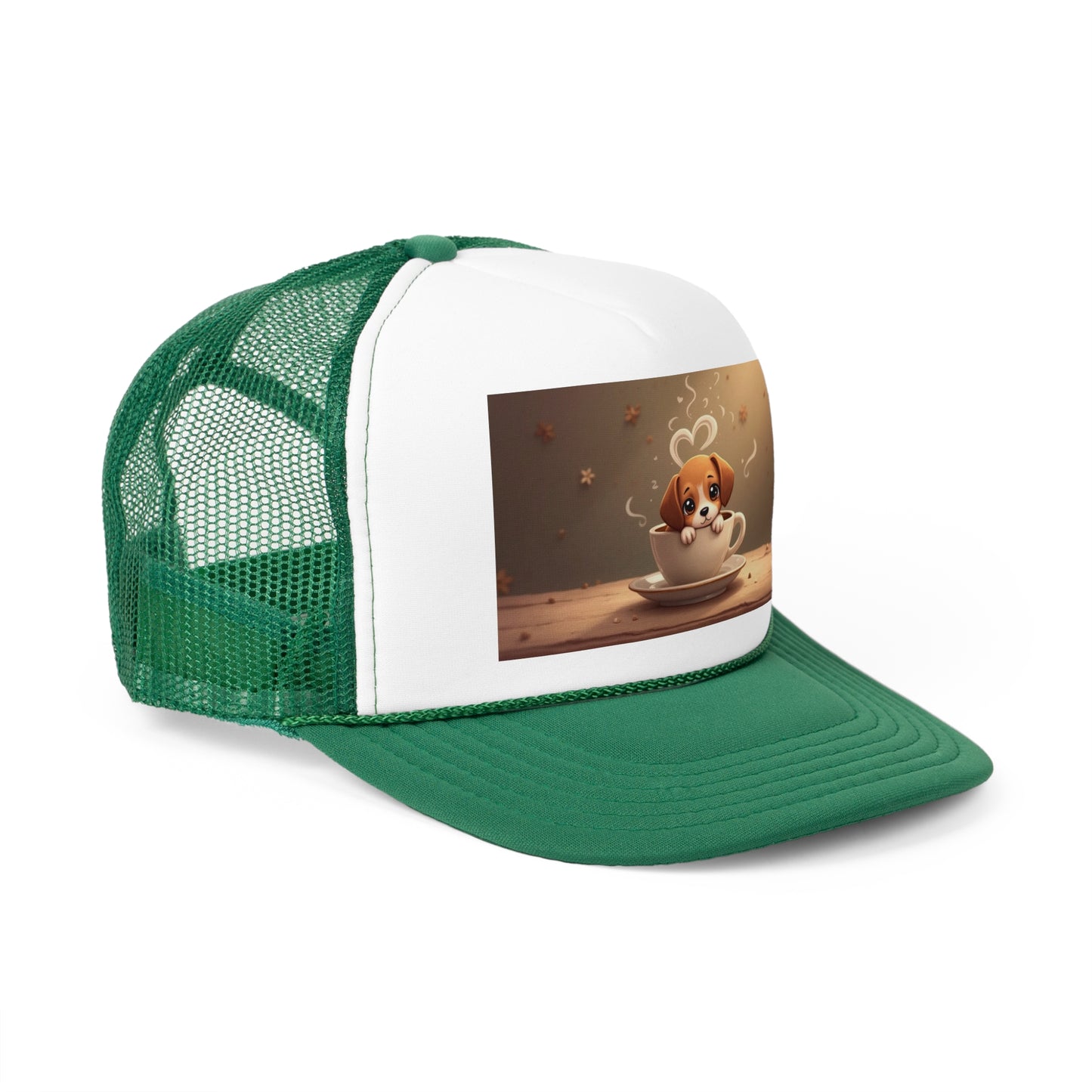 Adorable Beagle Puppy in Coffee Cup Trucker Hat - Teacup Dog Lover Unisex Cap