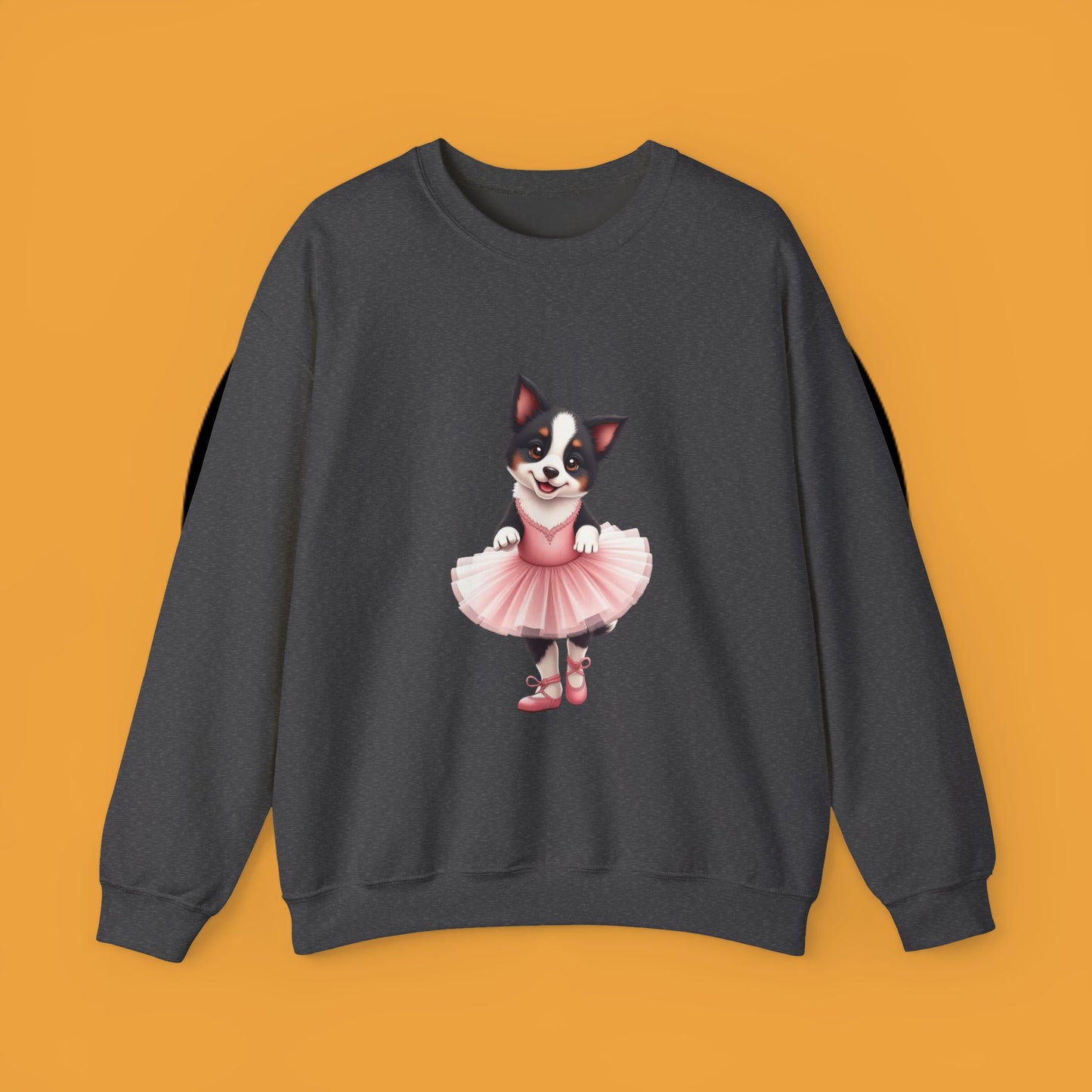 Cute Ballet Dog Crewneck Sweatshirt - Dancing Puppy in Pink Tutu Design | Kawaii Animal Lover Gift