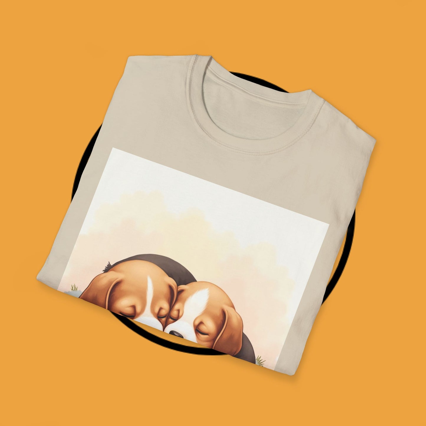 Beagle Twin Puppies Cuddling T-Shirt - Adorable Sleeping Puppies Design | Perfect Gift for Dog Lovers & Siblings