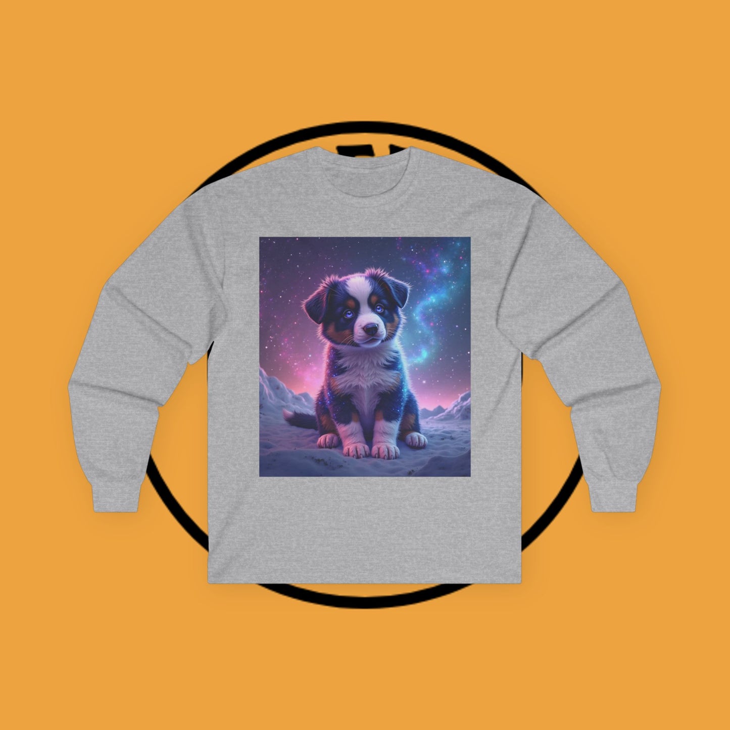 Galaxy Border Collie Puppy Long Sleeve Tee - Cosmic Dog Art Shirt | Space Pet Apparel