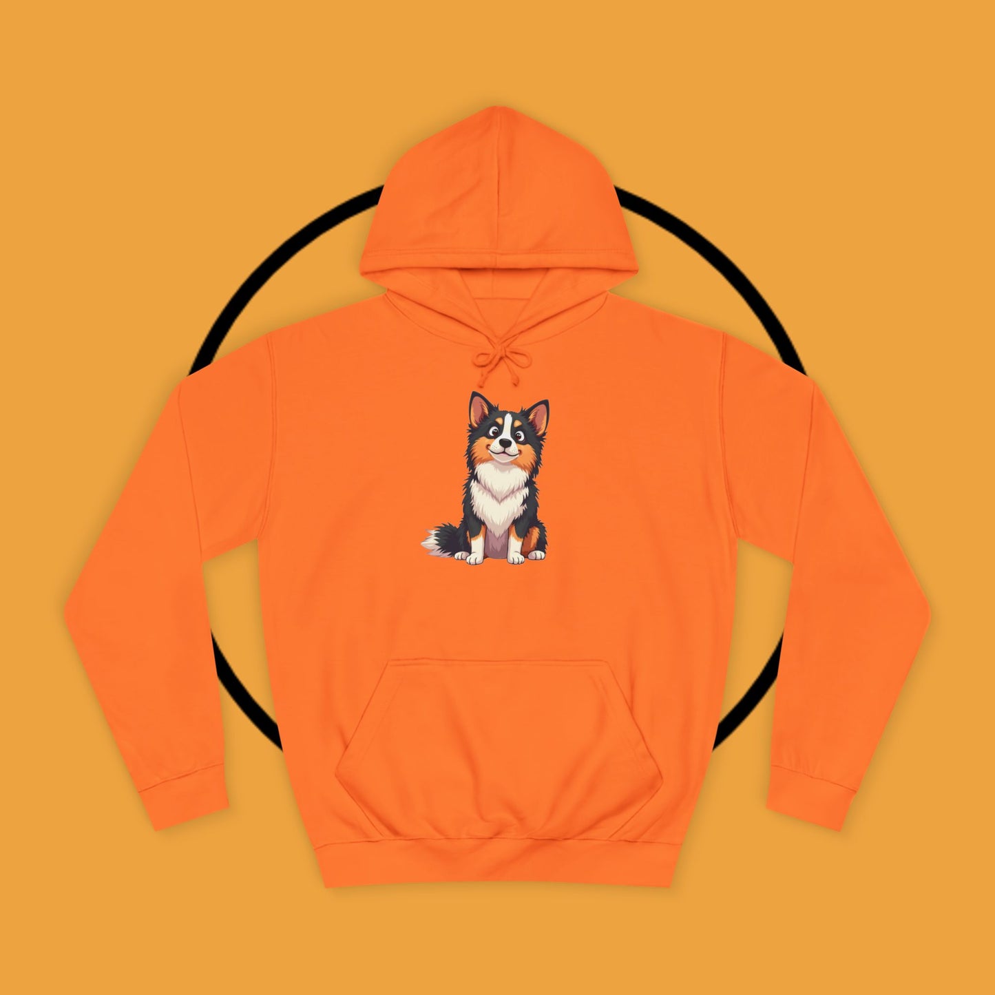 "Cute Tricolor Puppy Hoodie - Adorable Cartoon Dog Design | Kawaii Animal Streetwear for Dog Lovers"