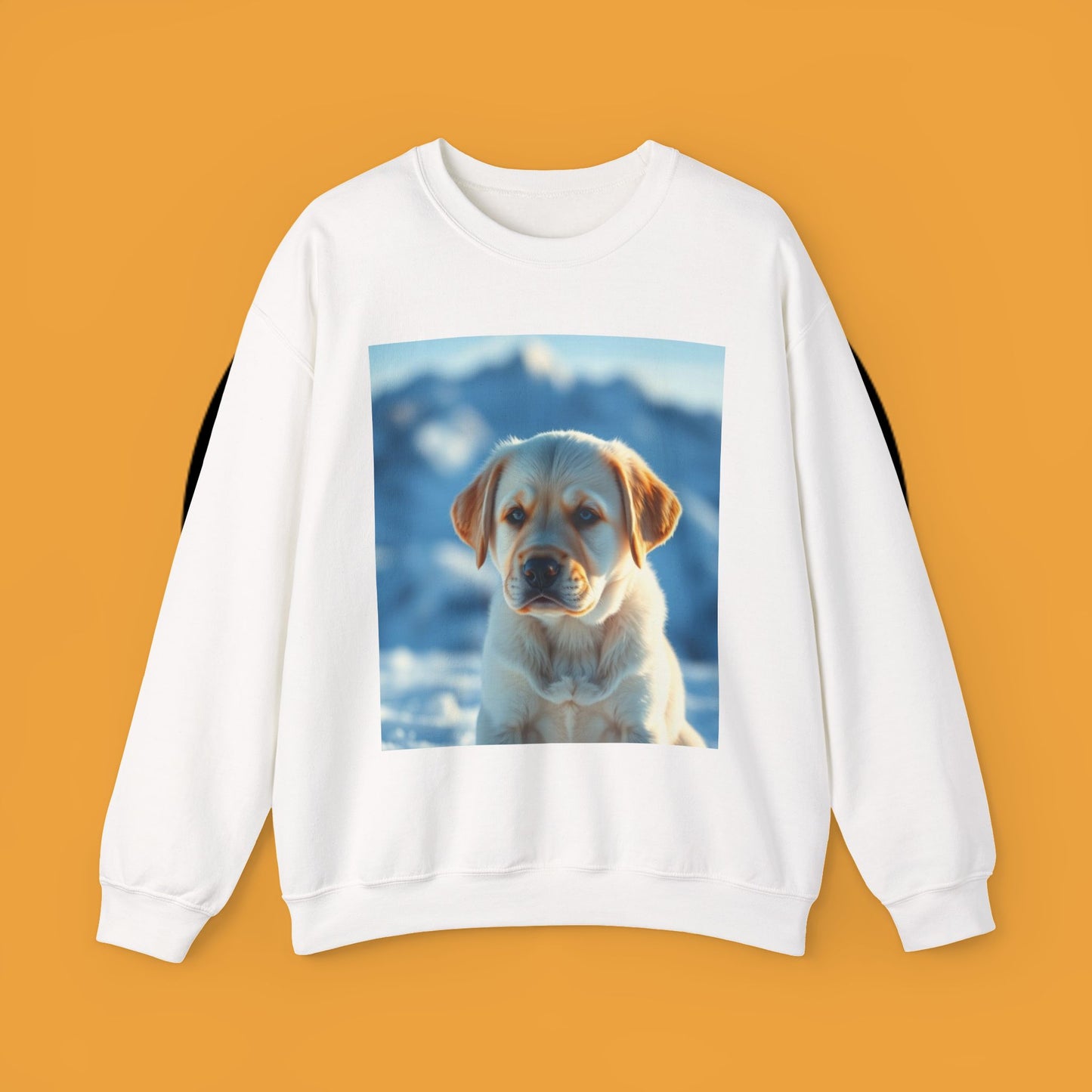 Crewneck Sweatshirt - Cute Labrador Puppy with Blue Eyes - Adorable Dog Portrait in Snow