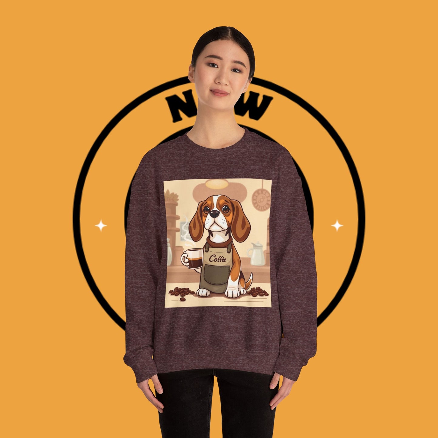 Dog Lover Crewneck Sweatshirt - Beagle Barista ☕ BARISTA BEAGLE SWEATSHIRT - BREW-TIFUL MORNINGS START HERE! ☕