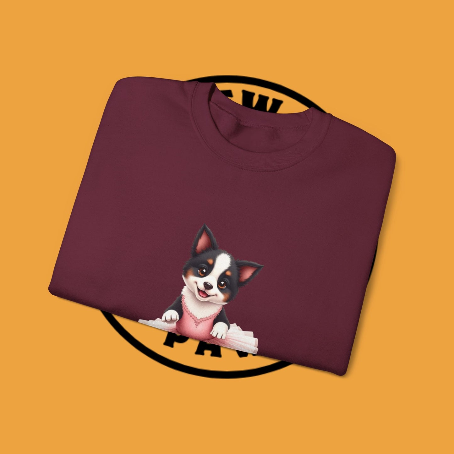 Cute Ballet Dog Crewneck Sweatshirt - Dancing Puppy in Pink Tutu Design | Kawaii Animal Lover Gift