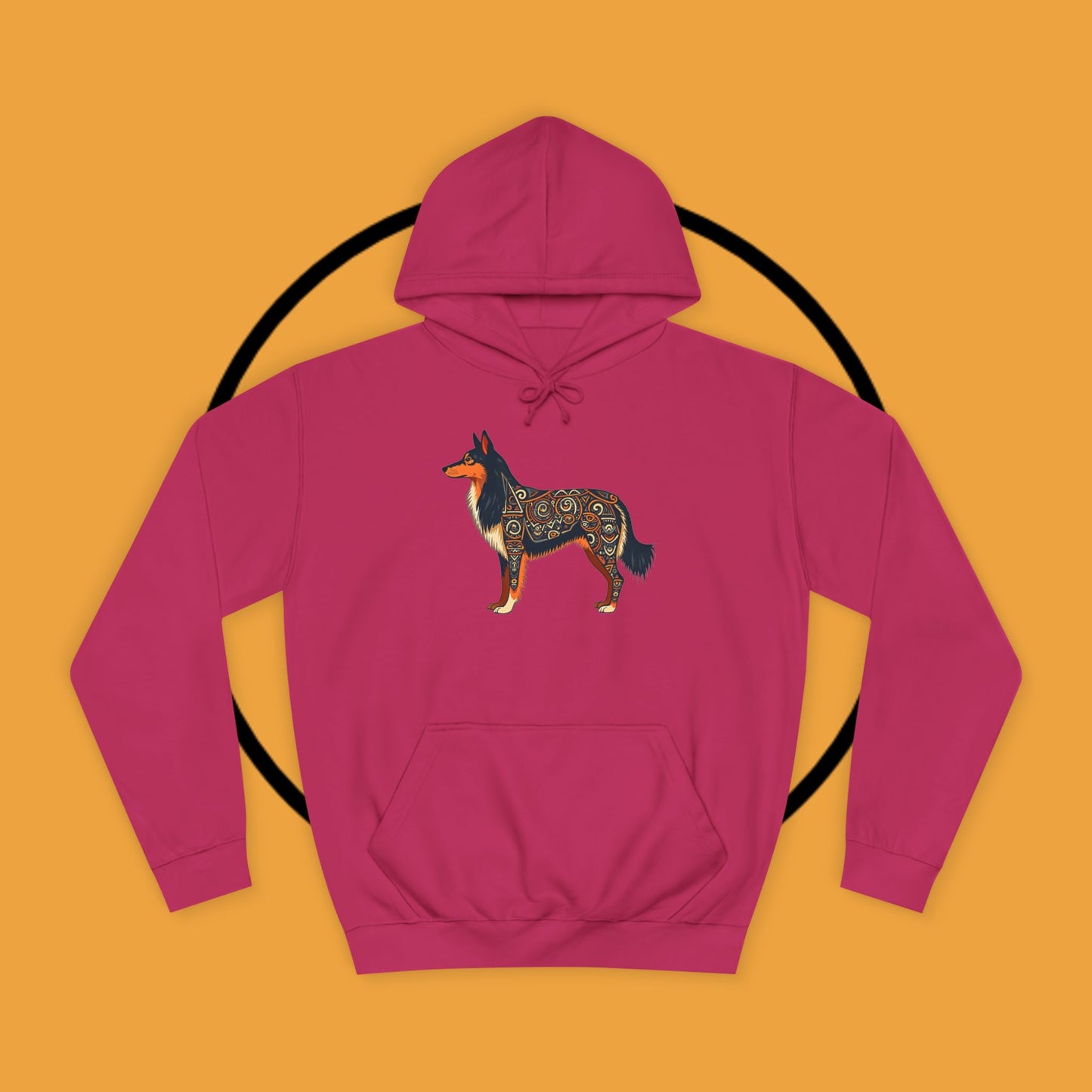 "Tribal Border Collie Mandala Hoodie - Sacred Geometry Dog Art Sweatshirt | Spiritual Celtic Design"