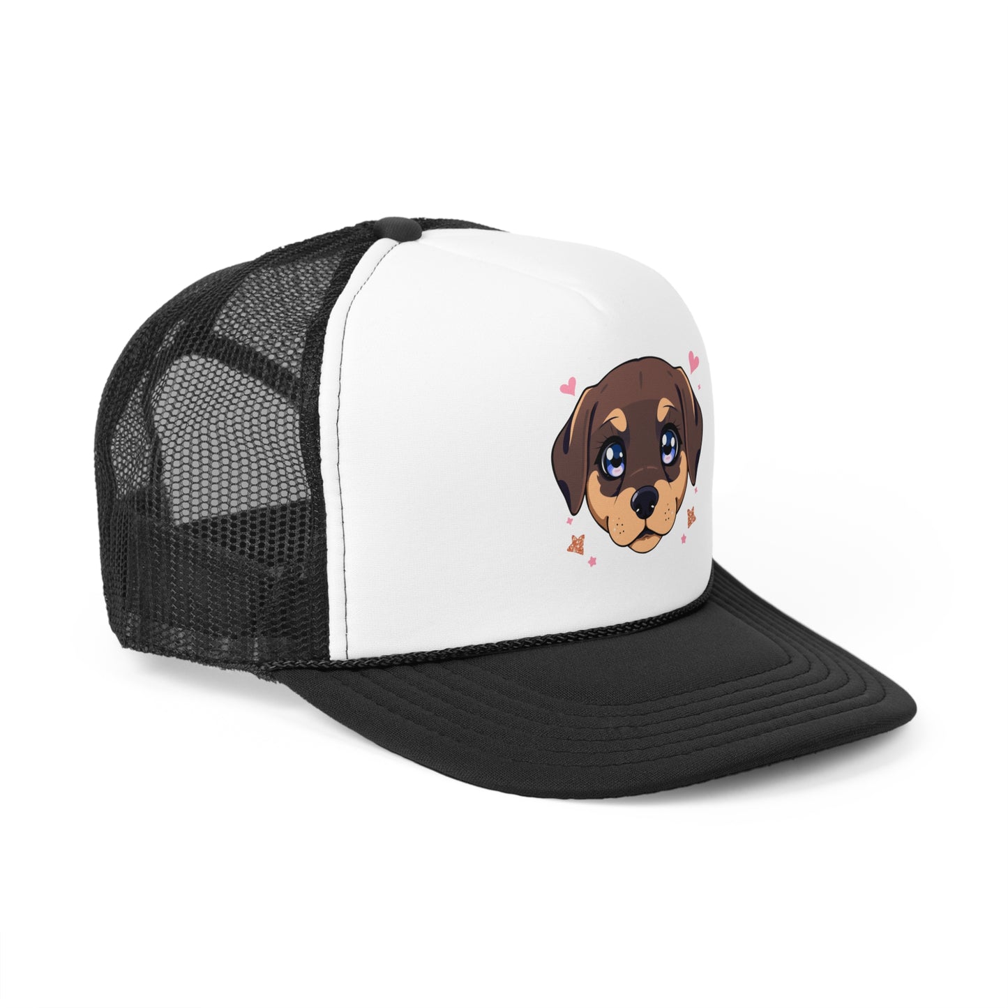 Kawaii Puppy Trucker Cap - Cute Anime Design with Hearts - Adorable Unisex Cap