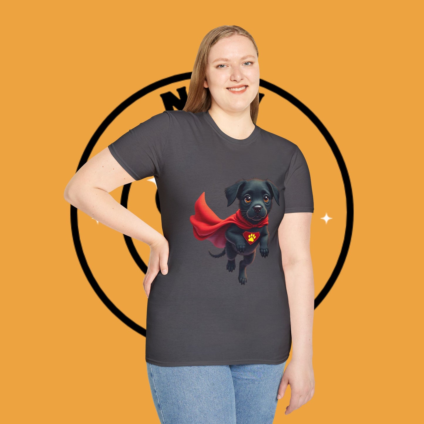 Superhero Retriever Puppy - Dog - Unisex T-Shirt Design Tiny Hero 🦸♂️ | Adorable Black Puppy Superhero T-Shirt for Canine Crusaders