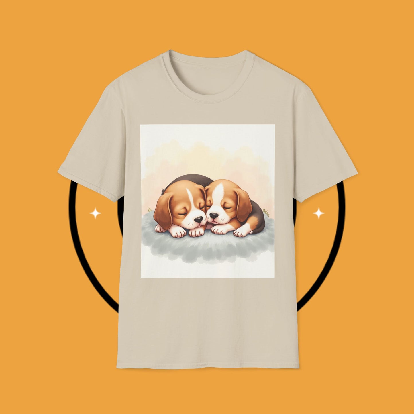 Beagle Twin Puppies Cuddling T-Shirt - Adorable Sleeping Puppies Design | Perfect Gift for Dog Lovers & Siblings