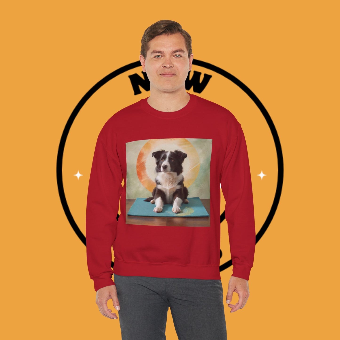 Zen Border Collie Yoga Dog Crewneck Sweatshirt - Meditation Pet Lover Gift | Spiritual Animal Art