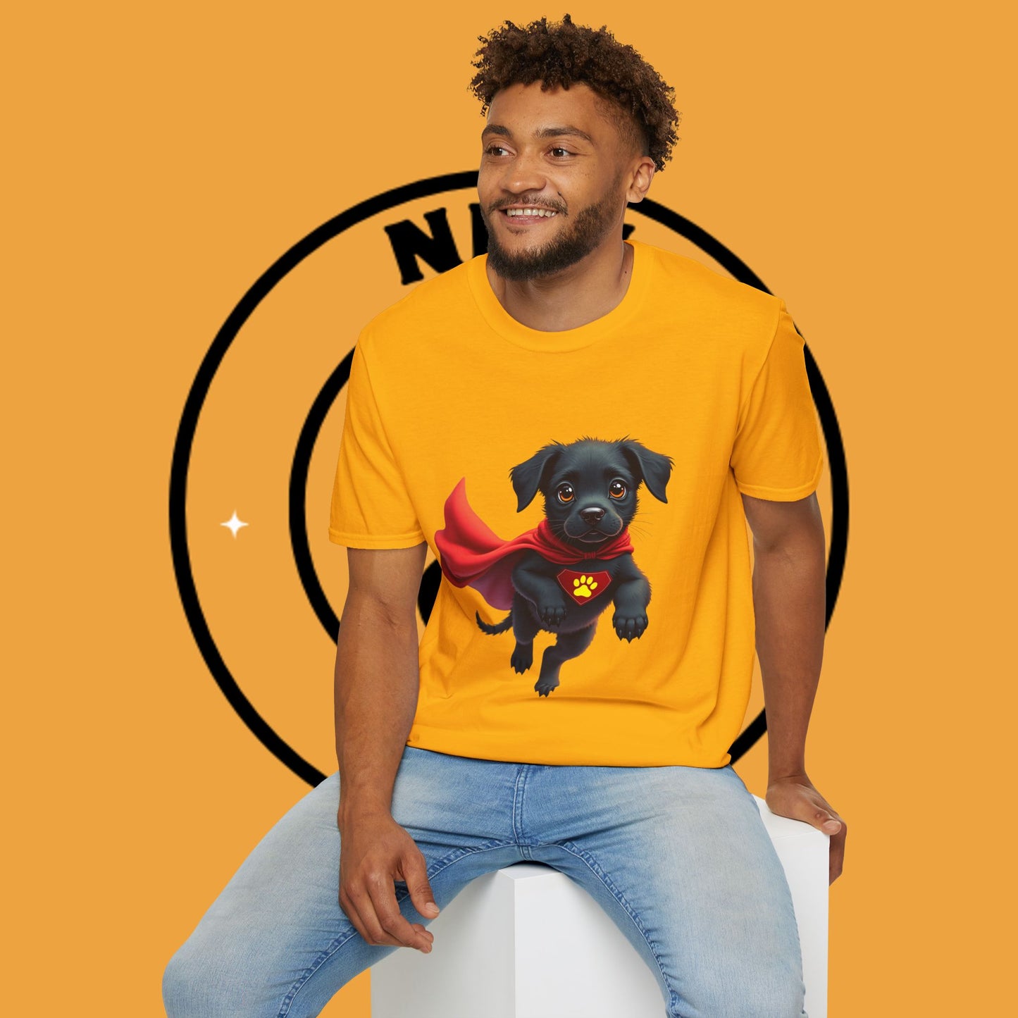 Superhero Retriever Puppy - Dog - Unisex T-Shirt Design Tiny Hero 🦸♂️ | Adorable Black Puppy Superhero T-Shirt for Canine Crusaders