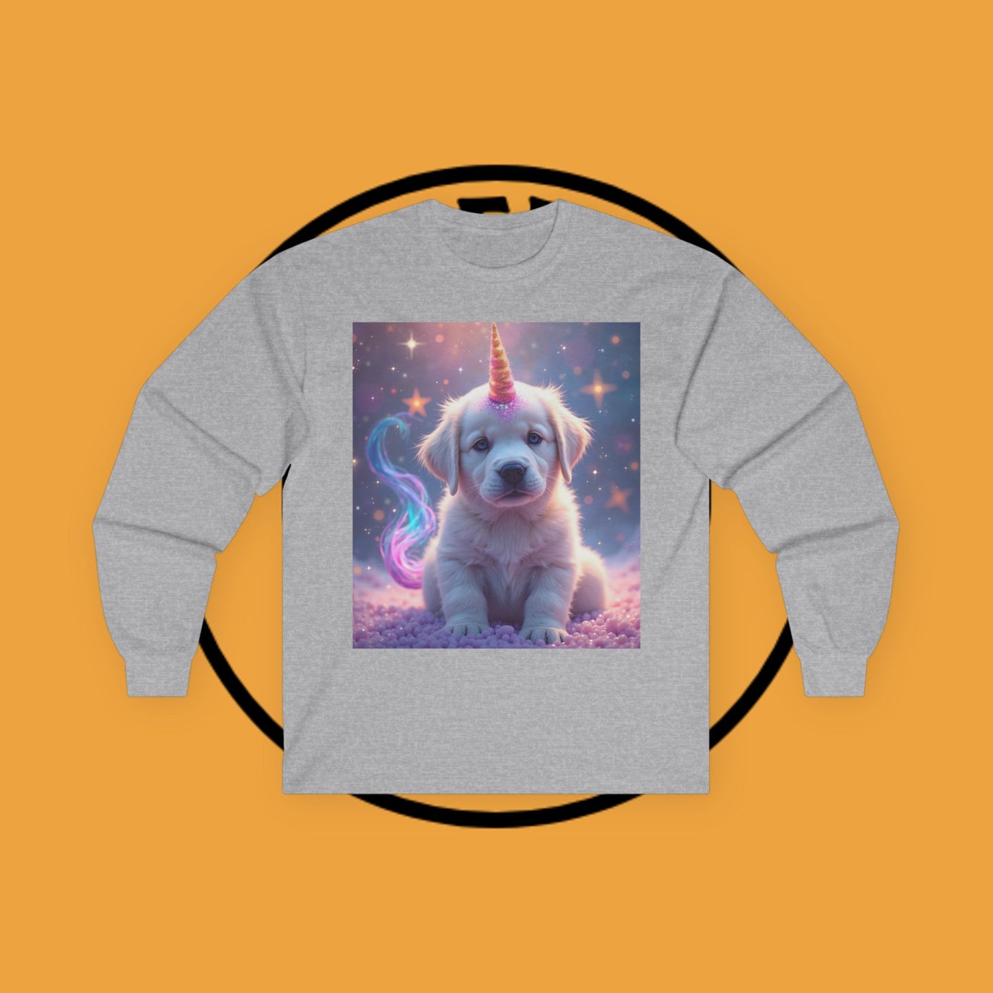 Magical Unicorn Puppy - Cosmic Fantasy Rainbow Horn Puppy Design - Unicorn Puppy with Sparkly Horn and Magic Tail - Long Sleeve T-Shirt for Fantasy Lovers π¦β¨