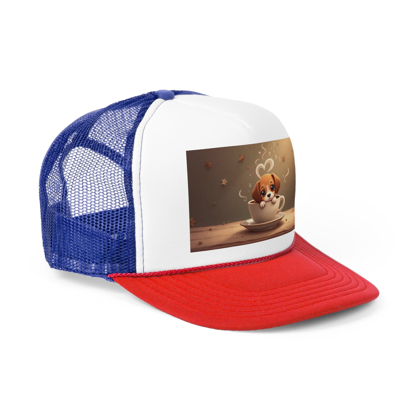 Adorable Beagle Puppy in Coffee Cup Trucker Hat - Teacup Dog Lover Unisex Cap
