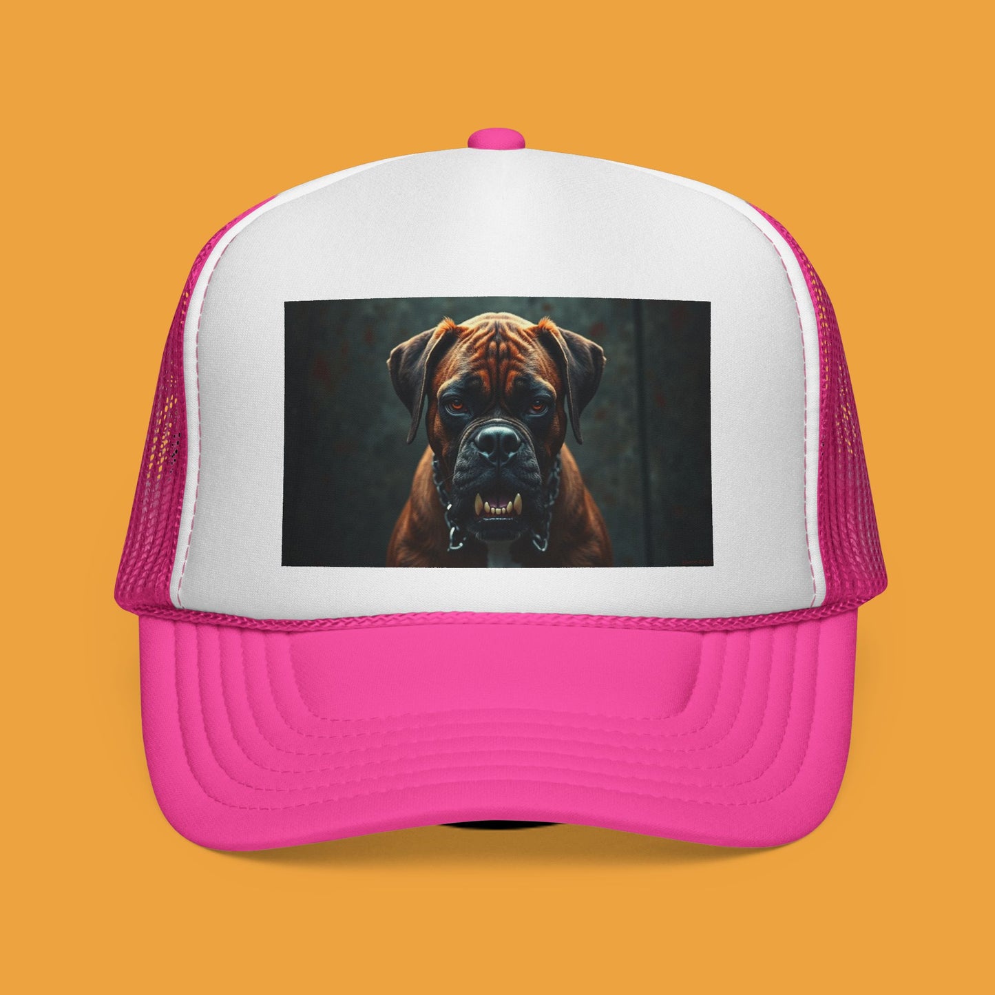 "Alpha Boxer Dog Trucker Cap - Fierce Guardian Design | Realistic Portrait Snapback Hat | Protective Breed Baseball Cap"