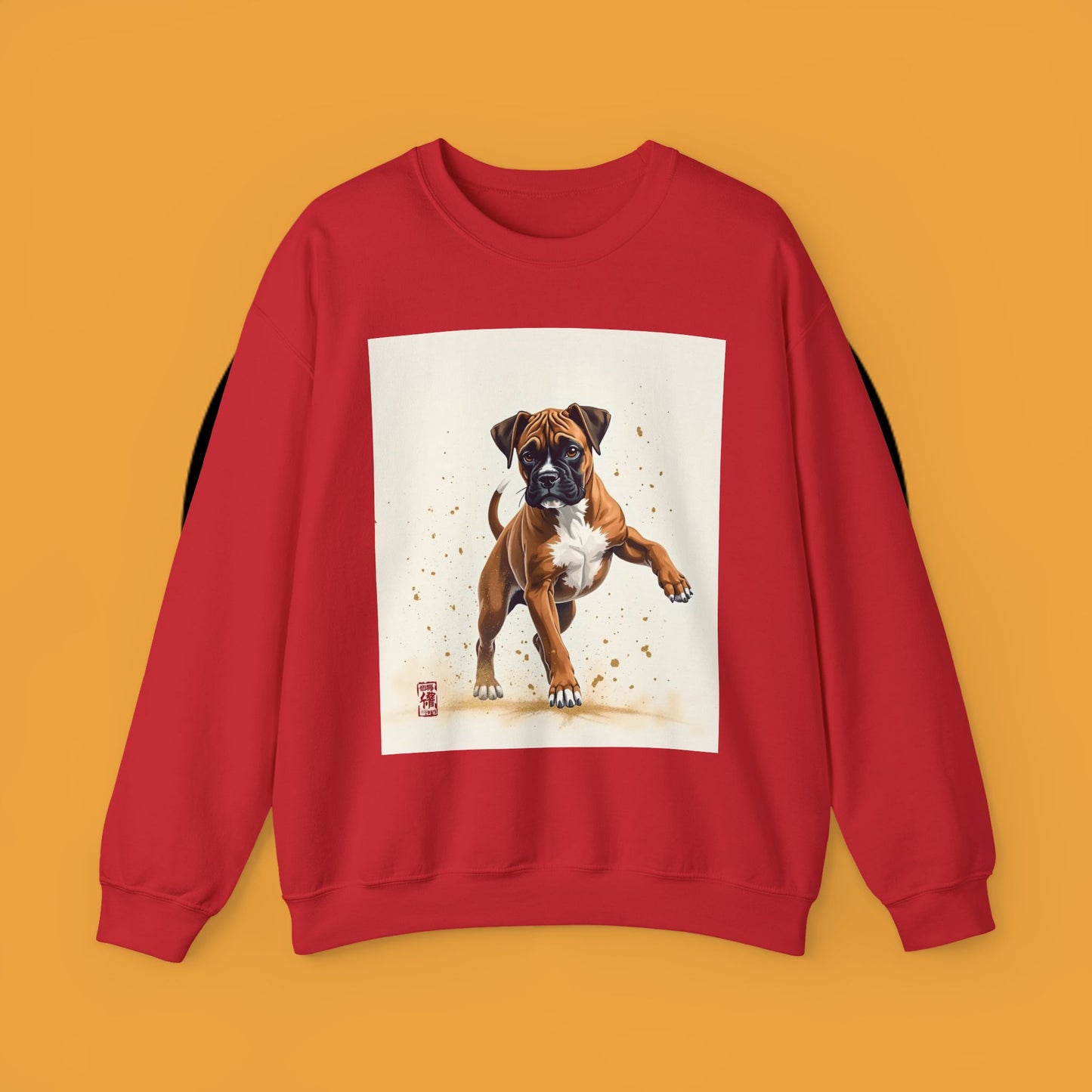 Running Boxer Puppy Crewneck Sweatshirt | Artistic Dog Lover Gift | Dynamic Movement Design