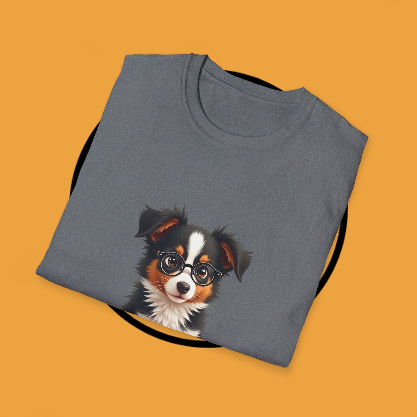 "Professor Puppy - Scholarly Border Collie" - Intellectual Dog T-Shirt - Smart Puppy with Glasses T-Shirt - Scholarly Dog Reading Book Tee | Educational Pet Lover Gift