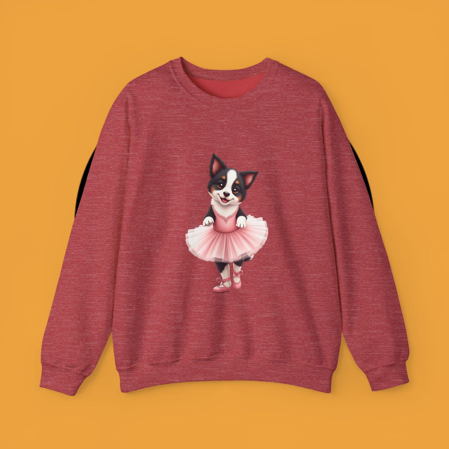 Cute Ballet Dog Crewneck Sweatshirt - Dancing Puppy in Pink Tutu Design | Kawaii Animal Lover Gift