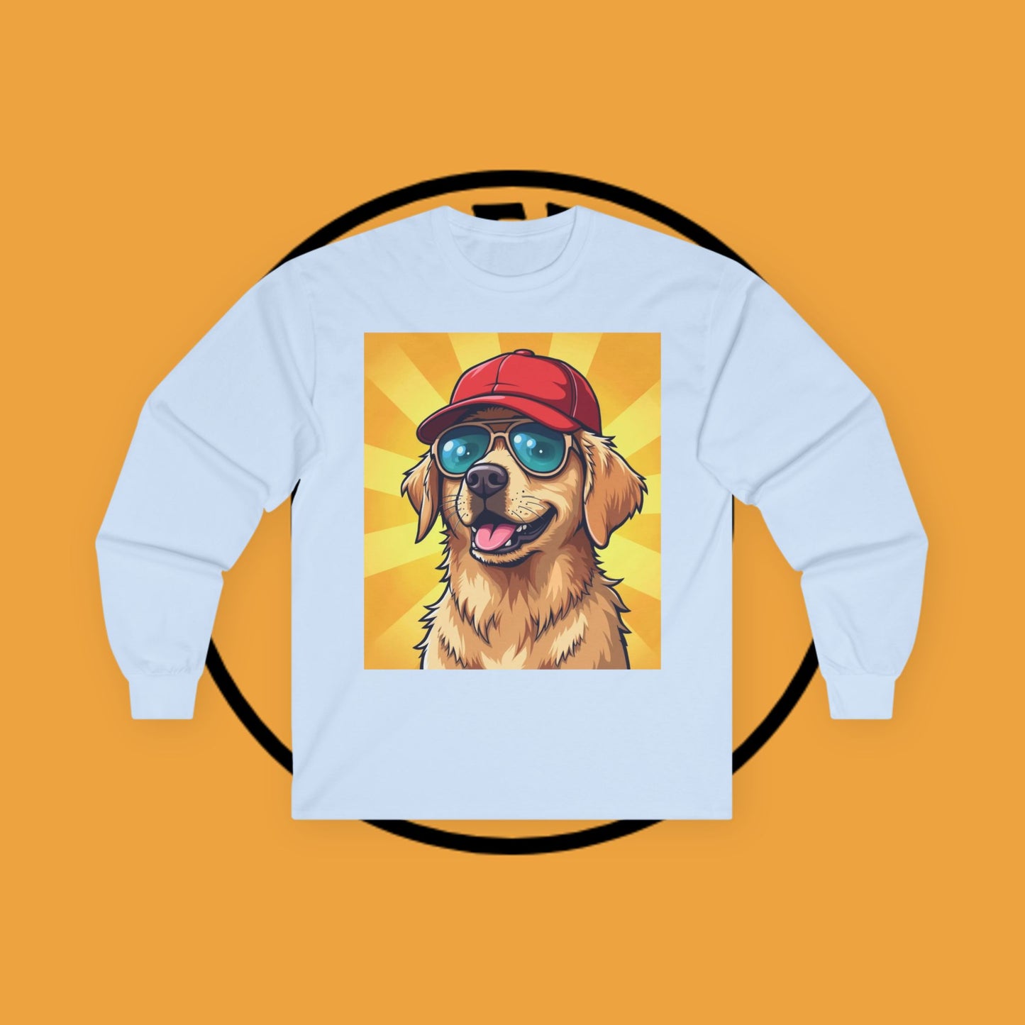 Cool Dog with Cap and Glasses - Golden Retriever Swag Urban Style - Funny Design for Casual Look - Long Sleeve T-Shirt for Sun Lovers ππΎ