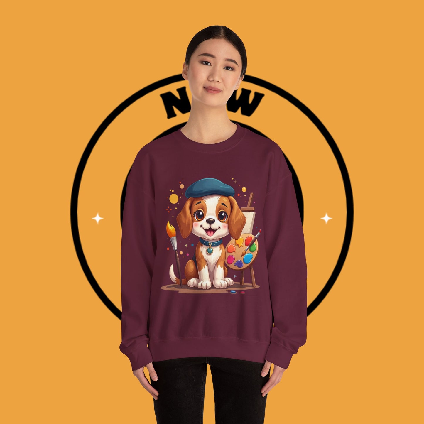 Dog Lover Crewneck Sweatshirt - Beagle Artista π¨ ARTIST BEAGLE SWEATSHIRT - UNLEASH YOUR CREATIVITY! π¨