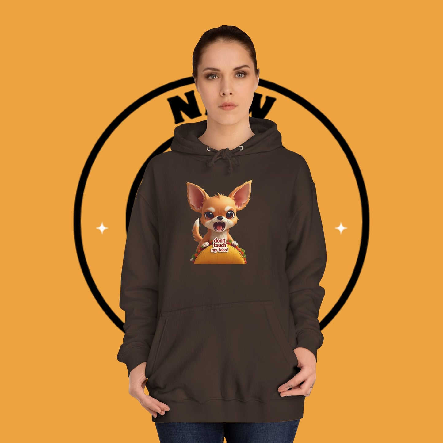 "Don't Touch My Taco Chihuahua Hoodie | Angry Dog Food Protection | Funny Mexican Pet Meme | Fierce Chihuahua Gift"