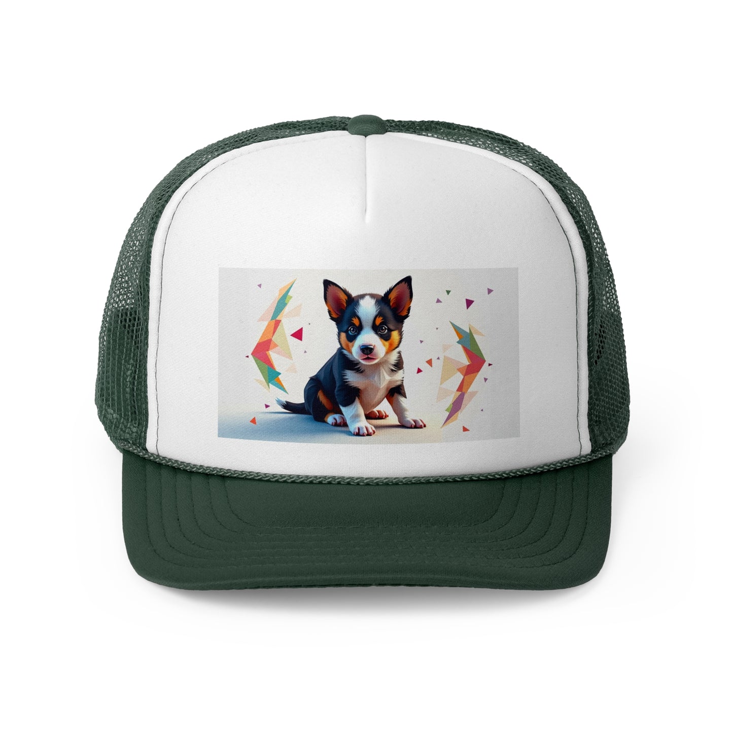 Geometric Puppy Trucker Hat - Modern Art Dog Cap - Abstract Design Baseball Hat