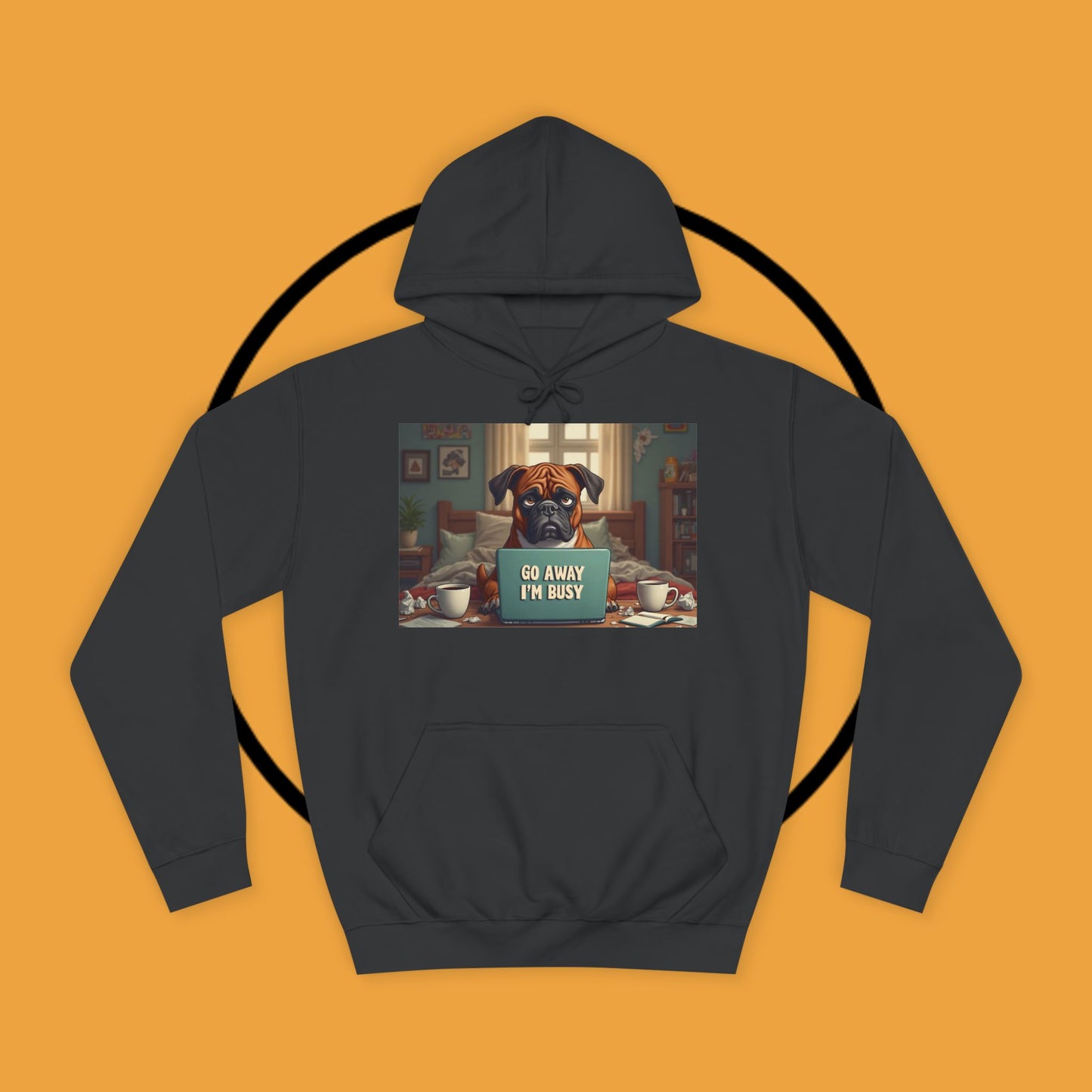 "Go Away I'm Busy" Working Dog Hoodie - Funny Office Humor Apparel | Remote Work Gift